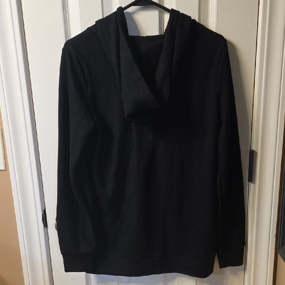 Black Button-Accent Hoodie - Picture 3 of 3